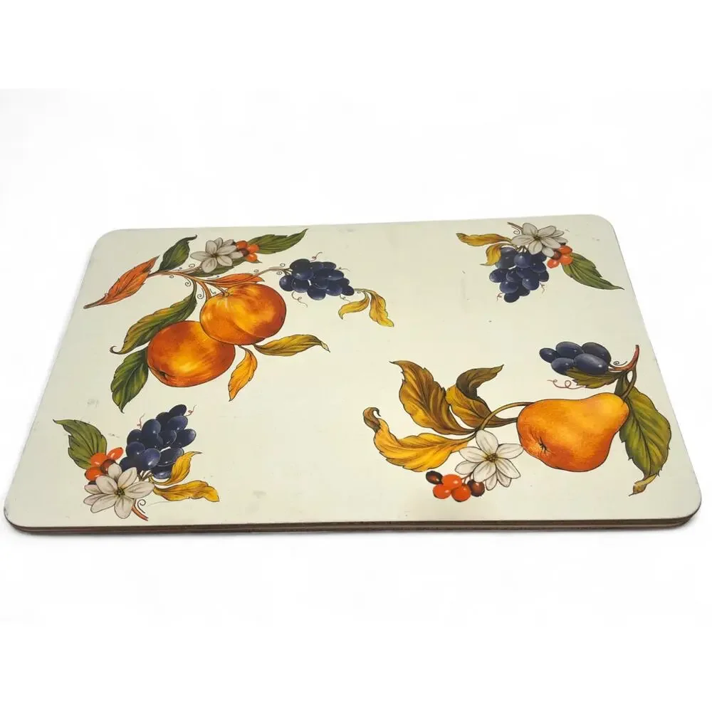 Vintage Set of 4 Sur La Table Frutta Cork Placemat Dining Kitchen Fruit 80's